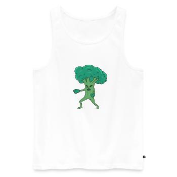 Broco Lee Broco Lee Broccoli Arts martiaux Kung Fu Jun de mots - Débardeur bio Premium Homme - blanc - Devant - AI Model Male 178 light (178cm)