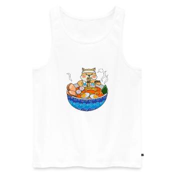 Kawaii Anime Shiba Inu Ramen Nouilles japonais G - Débardeur bio Premium Homme - blanc - Devant - Michal (187cm)