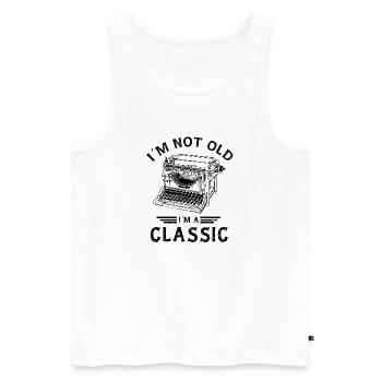 Vintage Typewriter Line Art Design - Men's Premium Organic Tank Top - white - Front - Michal (187cm)