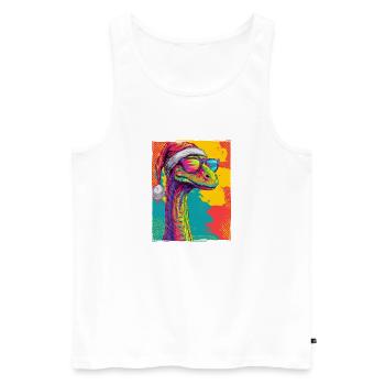 Portrait de Noël du Brontosaure Dinosaure - Débardeur bio Premium Homme - blanc - Devant - Michal (187cm)