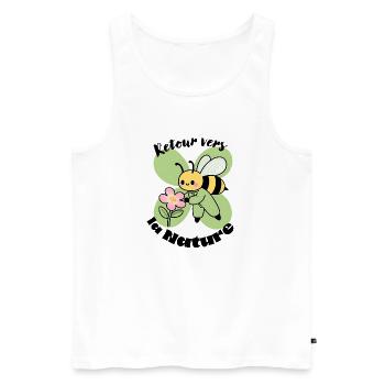 Abeille, écologie et retour vers la nature - Débardeur bio Premium Homme - blanc - Devant - AI Model Male 178 light (178cm)