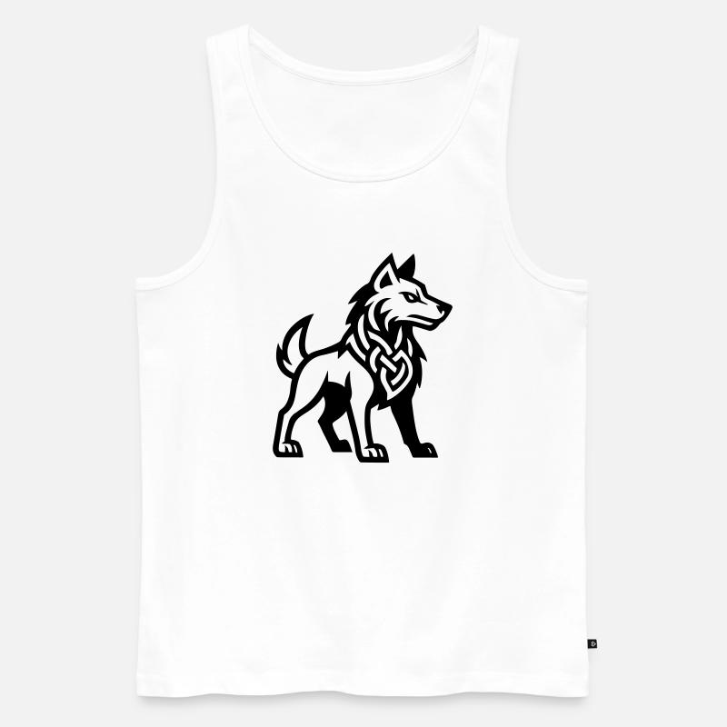Wolf Wikinger - Männer Premium Bio Tank Top - Weiß