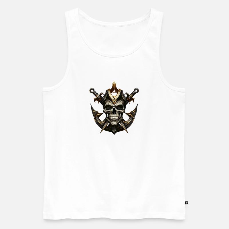 Schädelkrieger mit Schwertern - Männer Premium Bio Tank Top - Weiß
