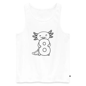 Axolotl avec illustration de dessin animé numéro 8 - Débardeur bio Premium Homme - blanc - Devant - AI Model Male 178 light (178cm)