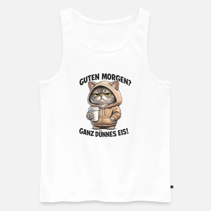 Sweat à capuche Cat Cafe Morning Pull - Débardeur bio Premium Homme - blanc