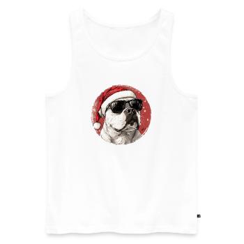 Cooler Hund im Santa Look - Männer Premium Bio Tank Top - Weiß - Vorne - AI Model Male 178 light (178cm)