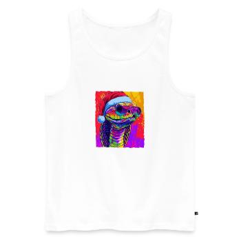 Portrait de Noël du cobra-serpent - Débardeur bio Premium Homme - blanc - Devant - Michal (187cm)