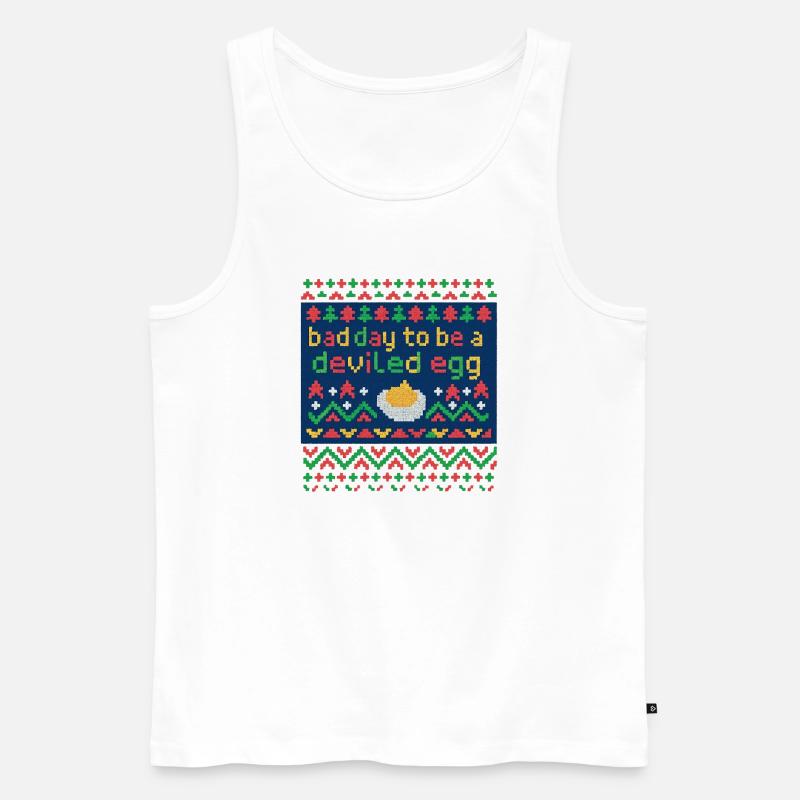 Deviled Egg Pixel Wortspiel, Weihnachtsessen-Liebhaber - Männer Premium Bio Tank Top - Weiß