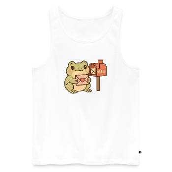 Grenouille Kawaii avec lettre – Grenouille postale mignonne - Débardeur bio Premium Homme - blanc - Devant - AI Model Male 178 light (178cm)