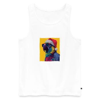Parrot Christmas Portrait - Men's Premium Organic Tank Top - white - Front - Michal (187cm)