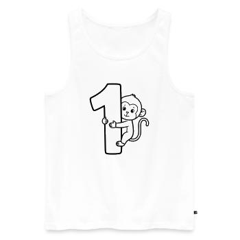 Funny Monkey with Number 1 Cartoon Illustration - Men's Premium Organic Tank Top - white - Front - AI Model Male 178 light (178cm)