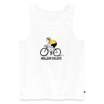 Cyclist yellow jersey on bike, best cyclist - Men's Premium Organic Tank Top - white - Front - AI Model Male 178 light (178cm)