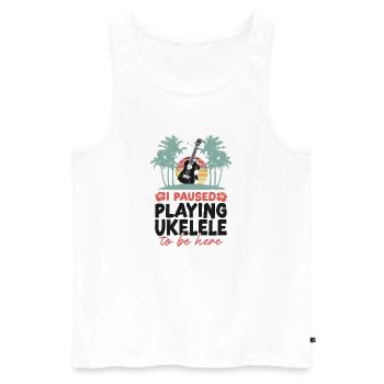 Hawaiian Ukulele Uke I Paused - Männer Premium Bio Tank Top - Weiß - Vorne - Michal (187cm)