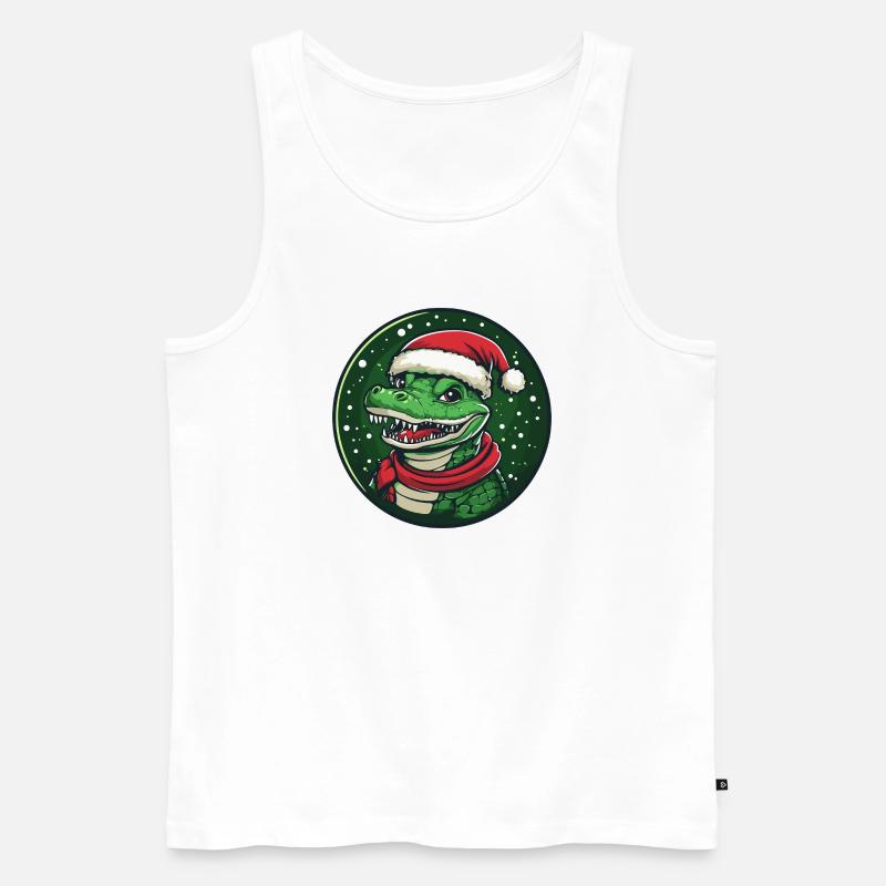 Alligator mit Santa Hut - Männer Premium Bio Tank Top - Weiß