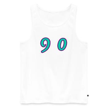 90. 90 ANS. 90e ANNIVERSAIRE. ANNIVERSAIRE 90 ANS. - Débardeur bio Premium Homme - blanc - Devant - Michal (187cm)