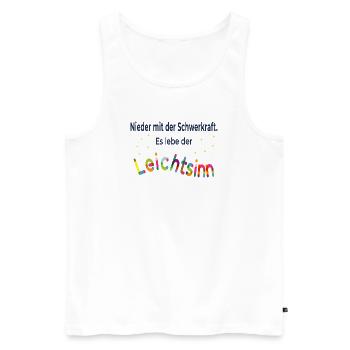 Down with Gravity – Long Live the Light Sin - Men's Premium Organic Tank Top - white - Front - Michal (187cm)