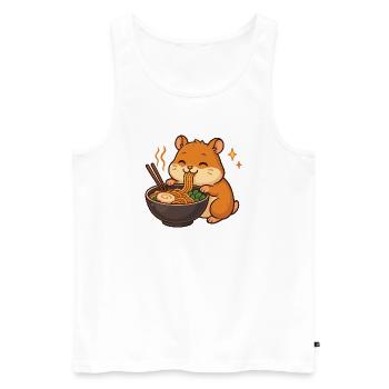 Hamster aux nouilles, ramen, kawaii hamster - Débardeur bio Premium Homme - blanc - Devant - AI Model Male 178 light (178cm)