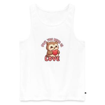 Süße Eulenliebe mit Herz - Männer Premium Bio Tank Top - Weiß - Vorne - AI Model Male 178 light (178cm)
