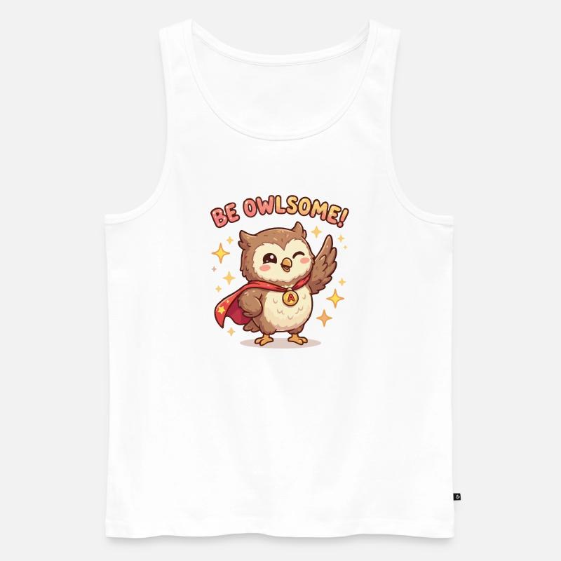 Be Owlsome Superhelden-Eule - Männer Premium Bio Tank Top - Weiß