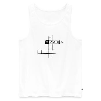 Irrer mit 3 Buchstaben - Männer Premium Bio Tank Top - Weiß - Vorne - AI Model Male 178 light (178cm)