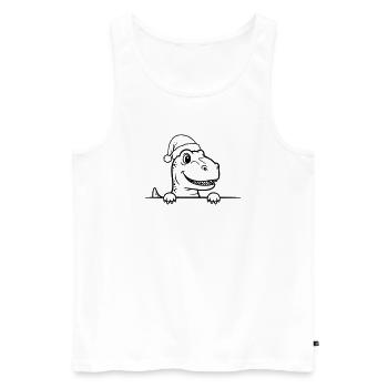 Lustiger Weihnachts-Dino Line Art - Männer Premium Bio Tank Top - Weiß - Vorne - Michal (187cm)