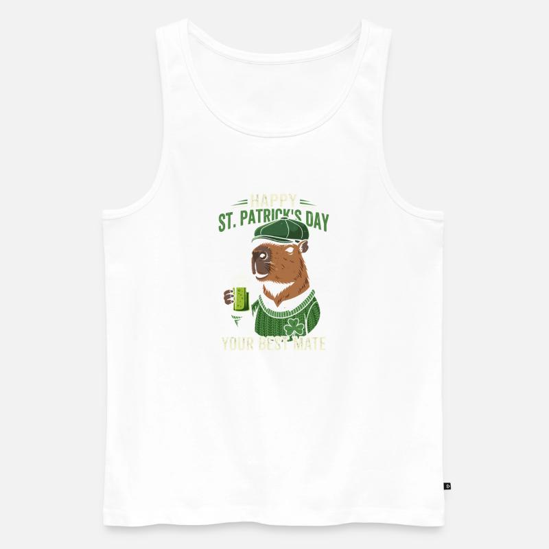 St. Patrick's Day Bär mit Bier - Männer Premium Bio Tank Top - Weiß