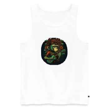 Affe mit Gitarre im Dschungel - Männer Premium Bio Tank Top - Weiß - Vorne - AI Model Male 178 light (178cm)