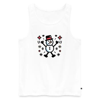 Fröhlicher Schneemann Comic Winter - Männer Premium Bio Tank Top - Weiß - Vorne - AI Model Male 178 light (178cm)