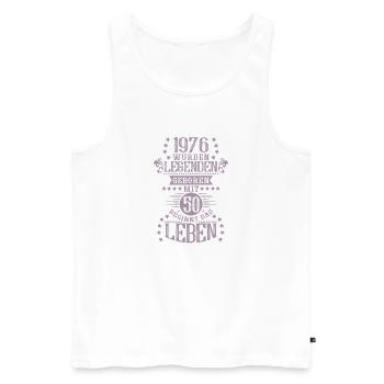 Légende des proverbes d’anniversaire vintage 1976 - Débardeur bio Premium Homme - blanc - Devant - Michal (187cm)