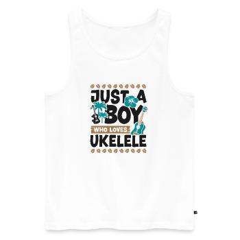 Hawaiian Ukulele Uke Boy Just A - Männer Premium Bio Tank Top - Weiß - Vorne - Michal (187cm)
