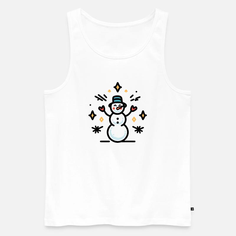 Schneemann mit Glitzerfunken - Männer Premium Bio Tank Top - Weiß