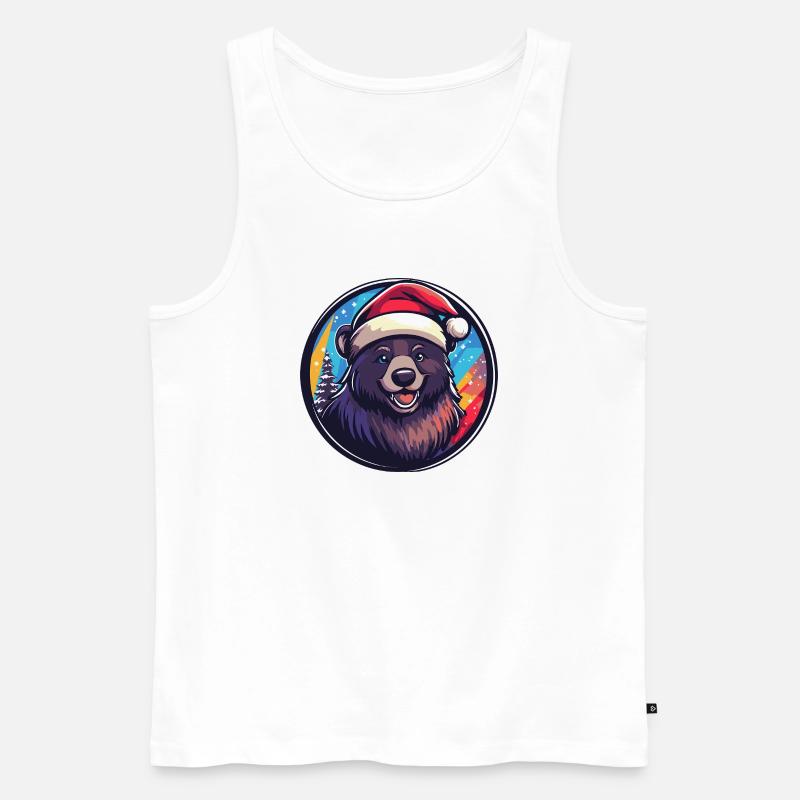 Bär mit Santa Hut - Männer Premium Bio Tank Top - Weiß
