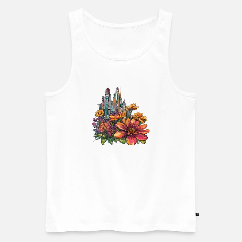 Blühende Skyline Farbexplosion - Männer Premium Bio Tank Top - Weiß