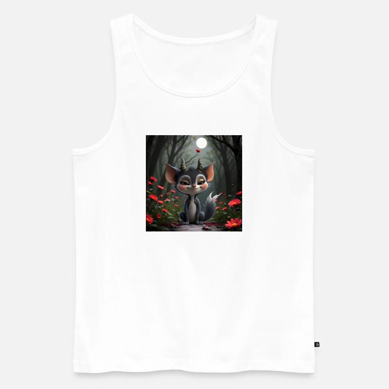 Kätzchen mit Hörnern im Mondwald - Männer Premium Bio Tank Top - Weiß