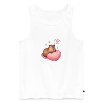 Schlafendes Capybara – Cozy Herzmotiv - Männer Premium Bio Tank Top - Weiß - Vorne - Michal (187cm)