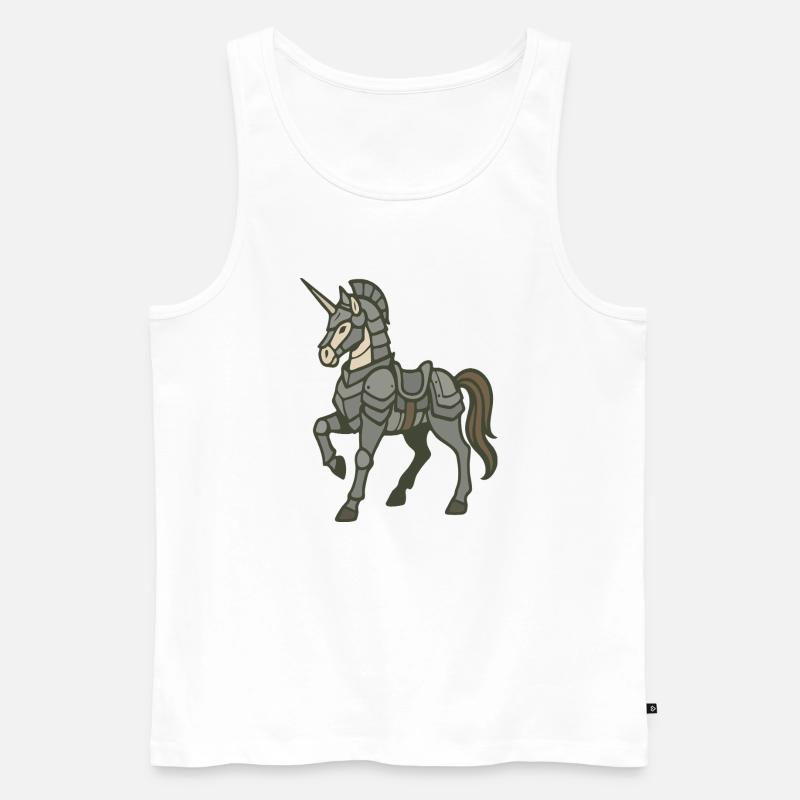 Fantasy-Design schwer gepanzerter Einhornritter - Männer Premium Bio Tank Top - Weiß