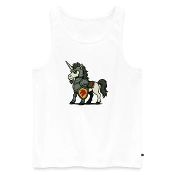 Ritter-Einhorn-Paladin mit Rüstung und Schild - Männer Premium Bio Tank Top - Weiß - Vorne - AI Model Male 178 light (178cm)