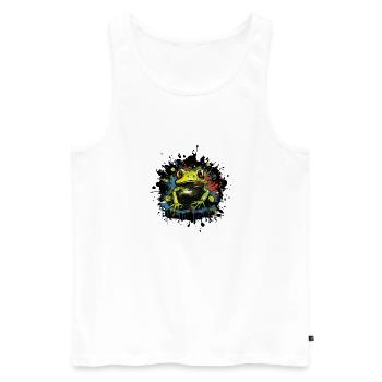 Farbklecks Frosch Neon Stil - Männer Premium Bio Tank Top - Weiß - Vorne - AI Model Male 178 light (178cm)
