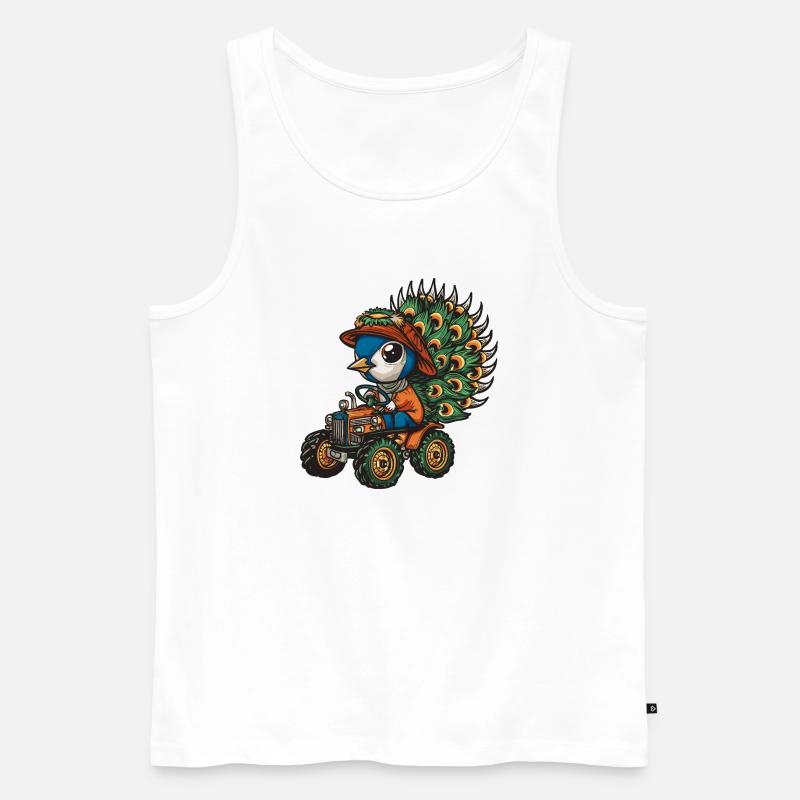 Pfau Vogel Traktor Farmer - Männer Premium Bio Tank Top - Weiß
