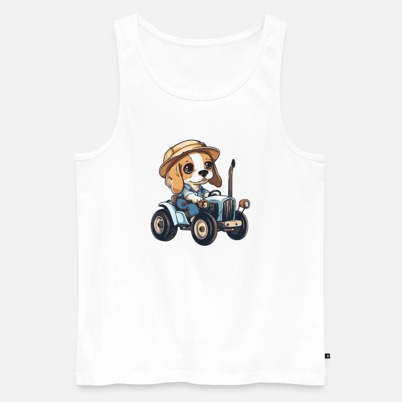 Beagle Hunde Traktor Farmer - Männer Premium Bio Tank Top - Weiß