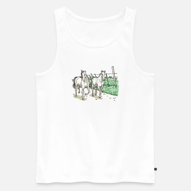 Zwei elegante Pferde - Männer Premium Bio Tank Top - Weiß