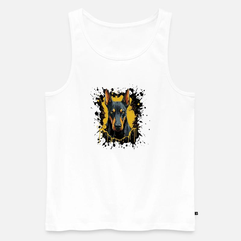 Dobermann Splash Kunst - Männer Premium Bio Tank Top - Weiß