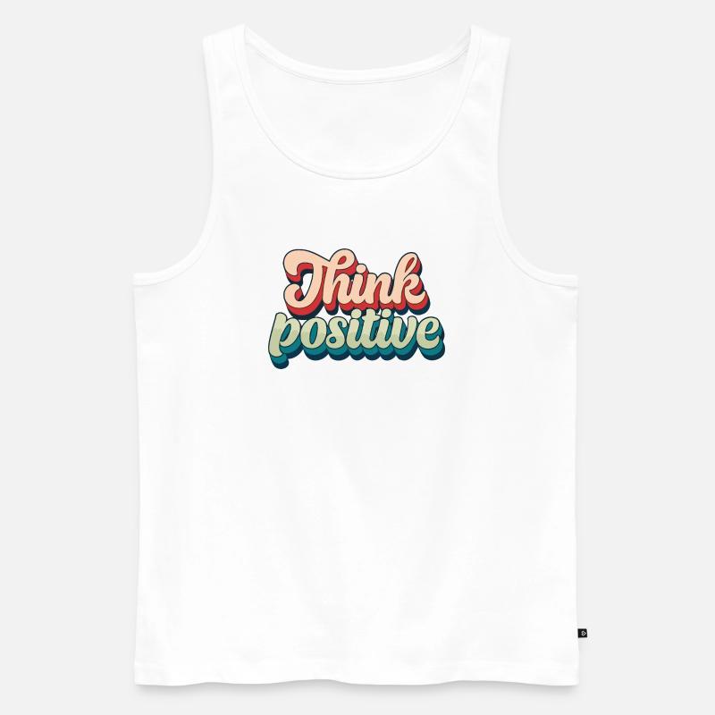 Think Positive Retro Script - Männer Premium Bio Tank Top - Weiß