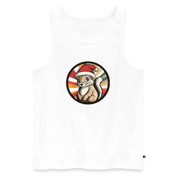 Winter Squirrel with Santa Hat - Men's Premium Organic Tank Top - white - Front - Michal (187cm)