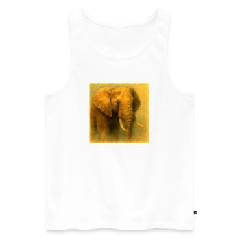 Golden Elephant in Painted Style - Men's Premium Organic Tank Top - white - Front - AI Model Male 178 light (178cm)