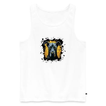 Blue Dog Portrait with Paint Splashes - Men's Premium Organic Tank Top - white - Front - AI Model Male 178 light (178cm)