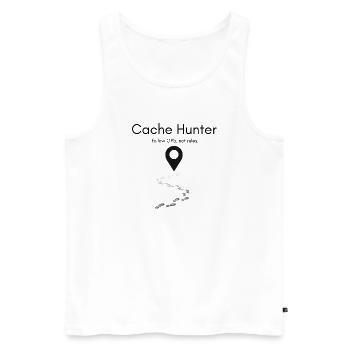 Cache Hunter Shirt – GPS Adventure Outdoor - Men's Premium Organic Tank Top - white - Front - AI Model Male 178 light (178cm)