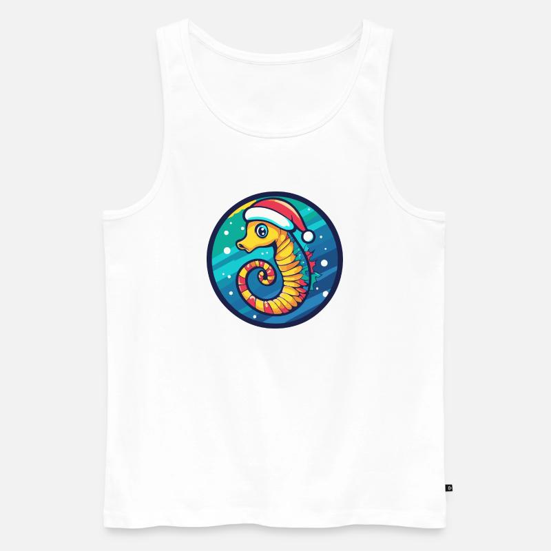 Weihnachts-Seepferdchen - Männer Premium Bio Tank Top - Weiß