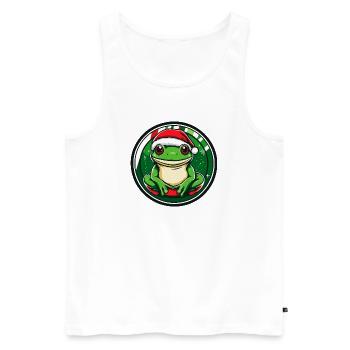 Grenouille dessinée de Noël - Débardeur bio Premium Homme - blanc - Devant - Michal (187cm)