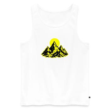 Berge Sonne - Männer Premium Bio Tank Top - Weiß - Vorne - AI Model Male 178 light (178cm)